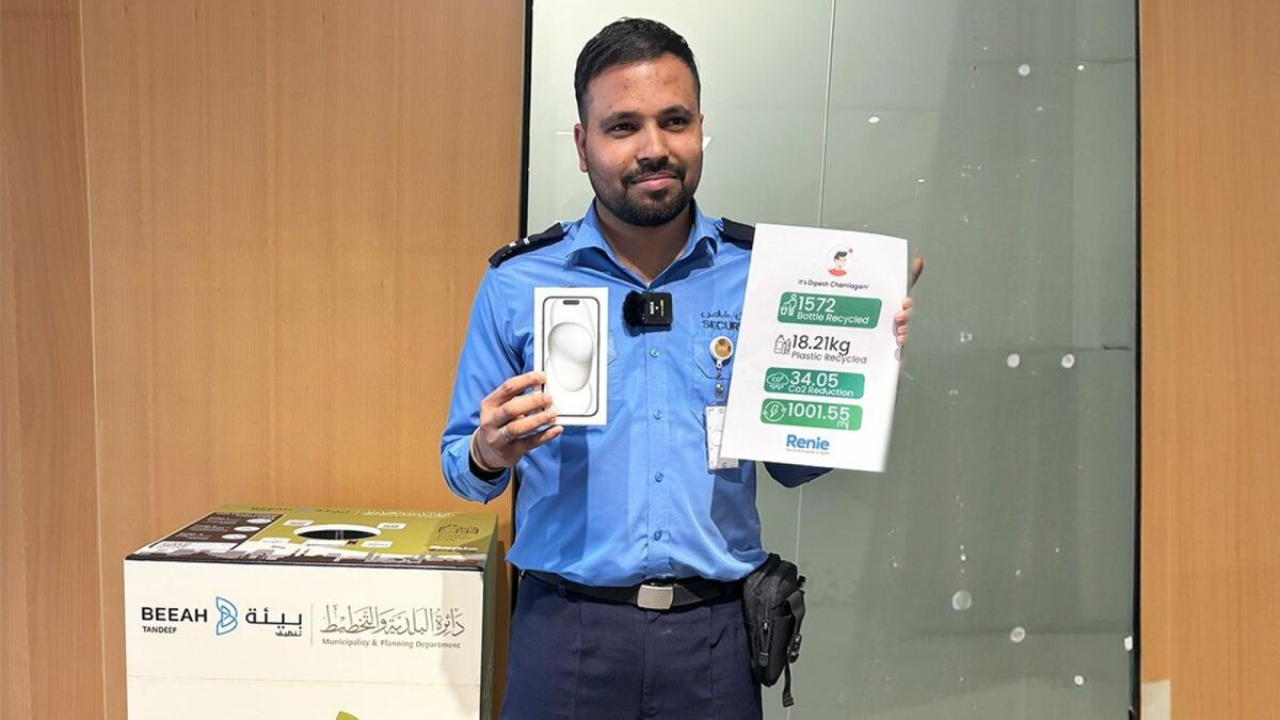 UAE Security Guard Wins iPhone 15 by Recycling 1,600 Plastic Bottles in Just One Week